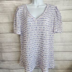 BloomChic L Purple Textured V Neck Top Soft Feminine NWT Cottagecore Romantic